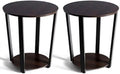 2-Tier Round Metal End Table with Storage Shelf Q821850