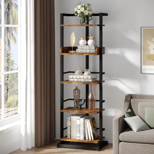 5 Tier Wood Bookcase with Metal Edge Protection Z39980