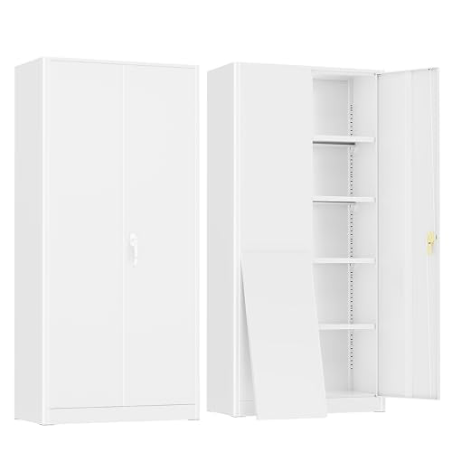 72" H Black Metal Storage Cabinet with 2 Doors and 4 Adjustable Shelves P185