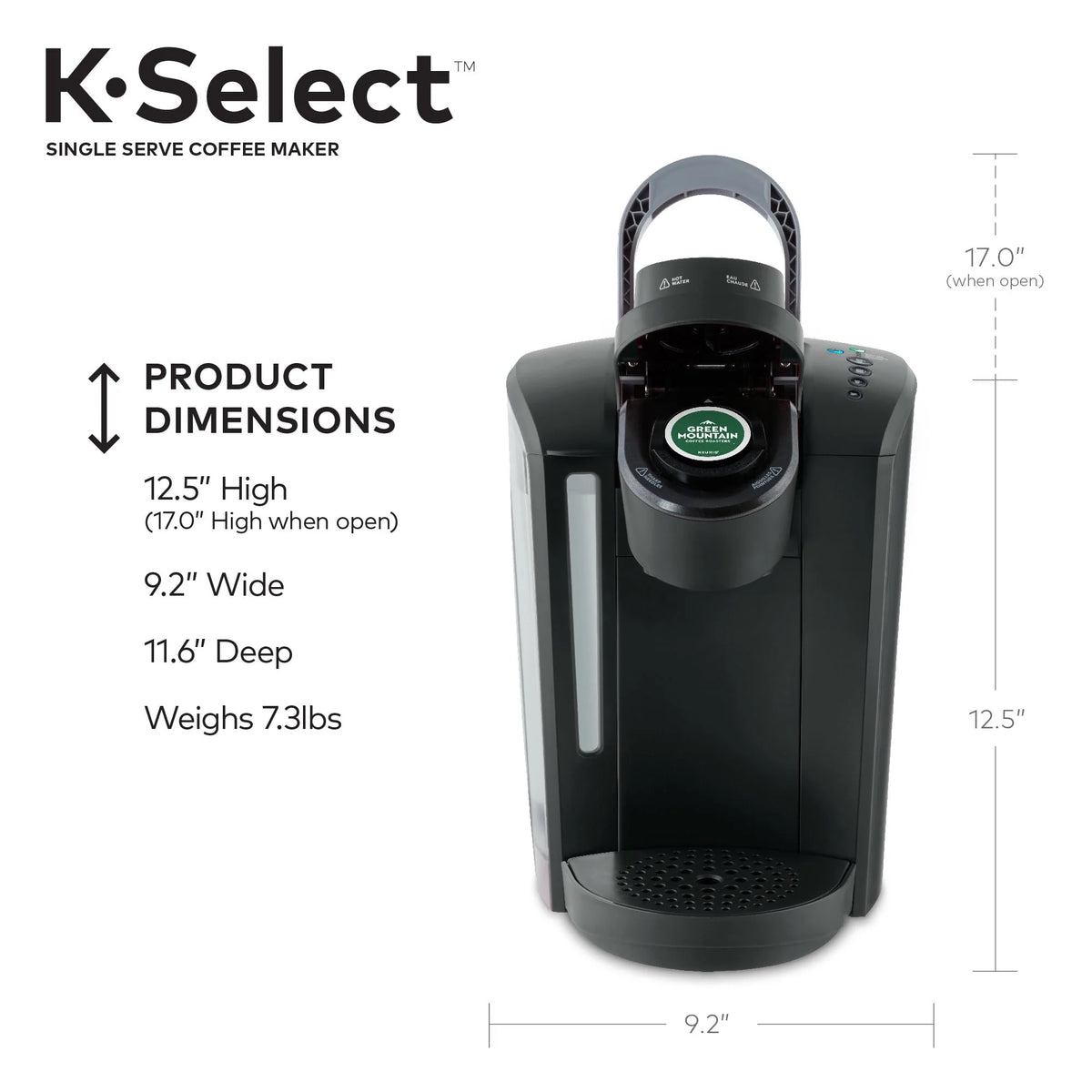 Single-Serve K-Cup Pod Coffee Maker with 12oz Brew Size, Matte Black C4791