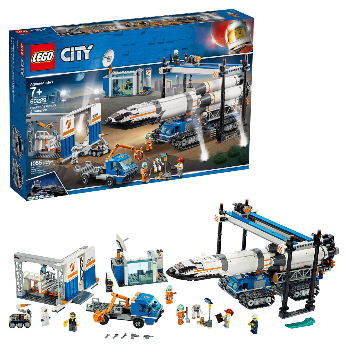 Space Rocket Assembly & Transport Toy Set 1055 Pieces C675049
