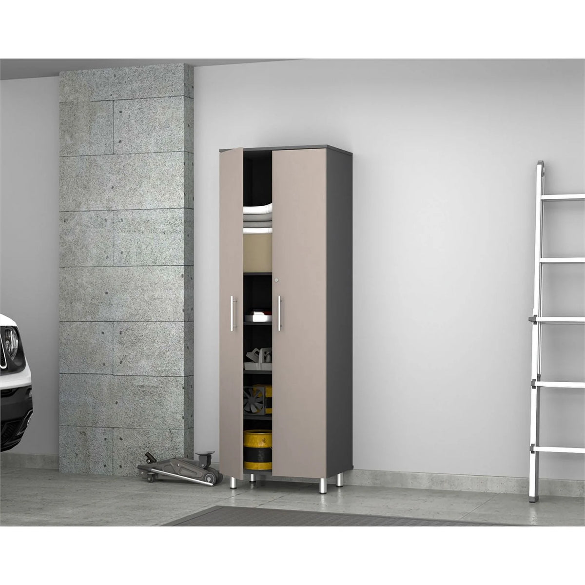 2-Door Engineered Wood Storage Cabinet in Taupe J3493