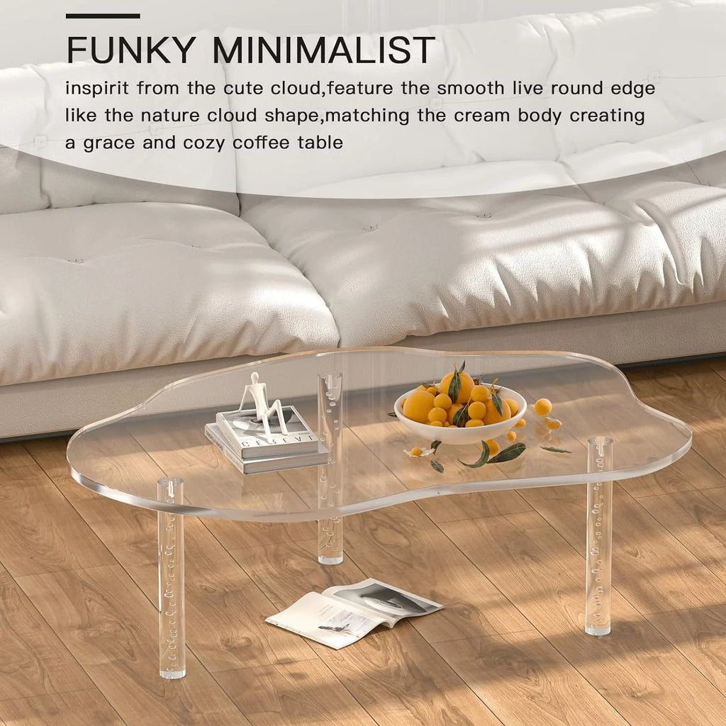 Acrylic Cloud Shape Coffee Table 39"x28"x16" Clear Irregular Coffee Table C543