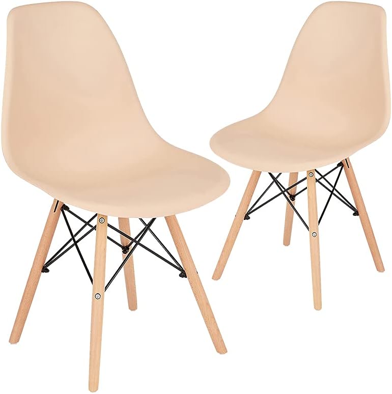 Beige Plastic Dining Chairs Set of 4 N911052