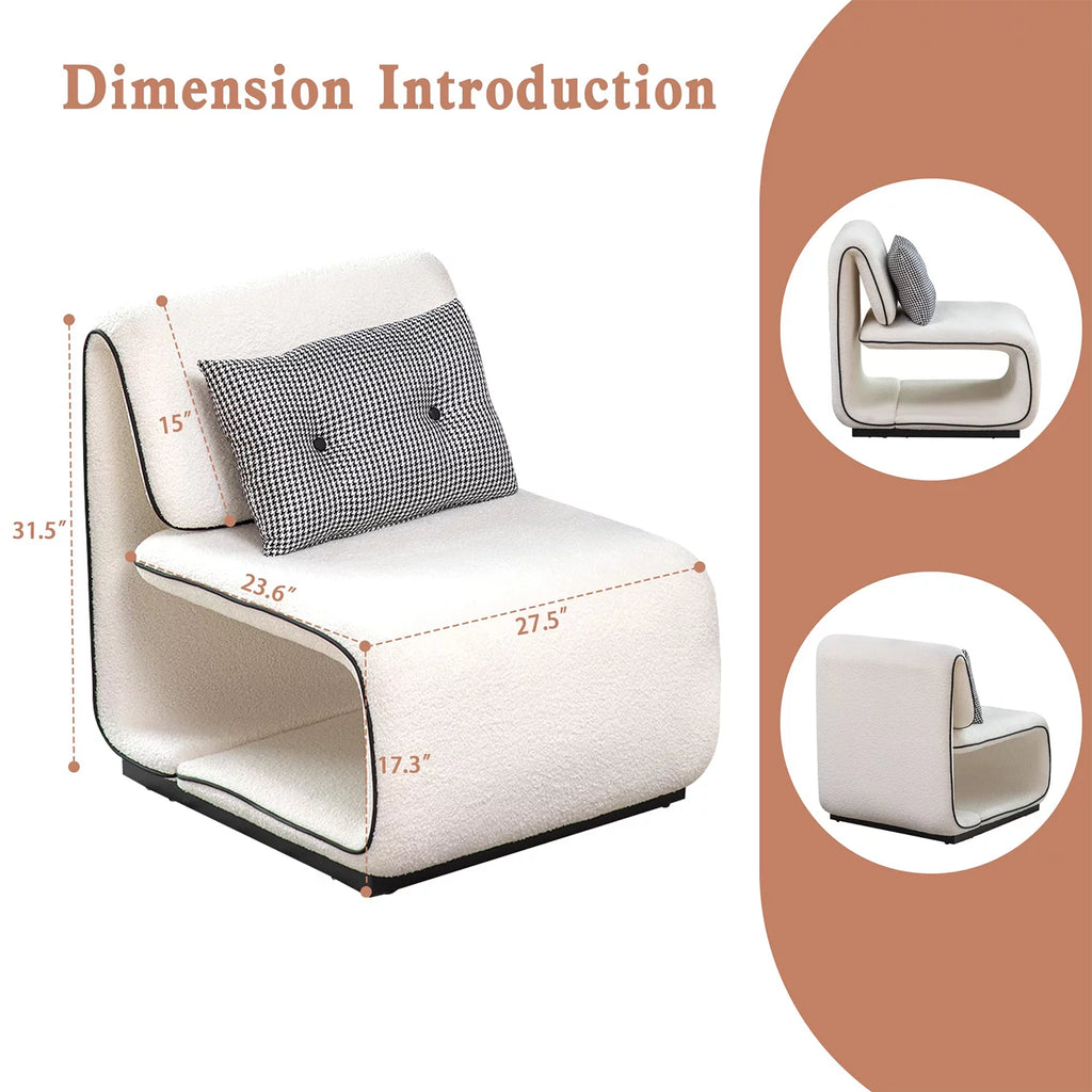 White Upholstered Sherpa Accent Chair I235451