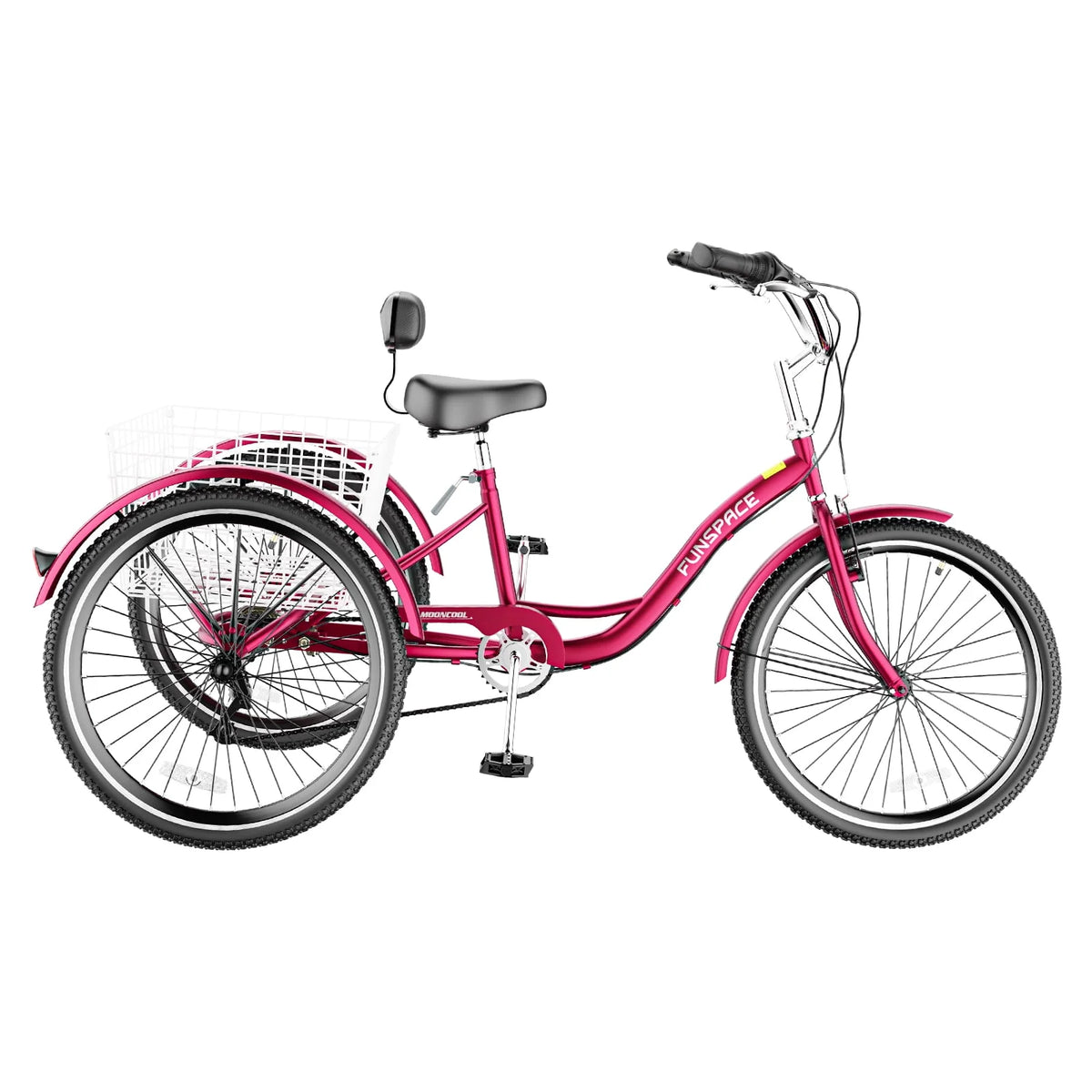 7 Speed 26 inch Three Wheel Bike Cruiser Trike with Low-Step Through Frame Large Basket Dark Green W31801