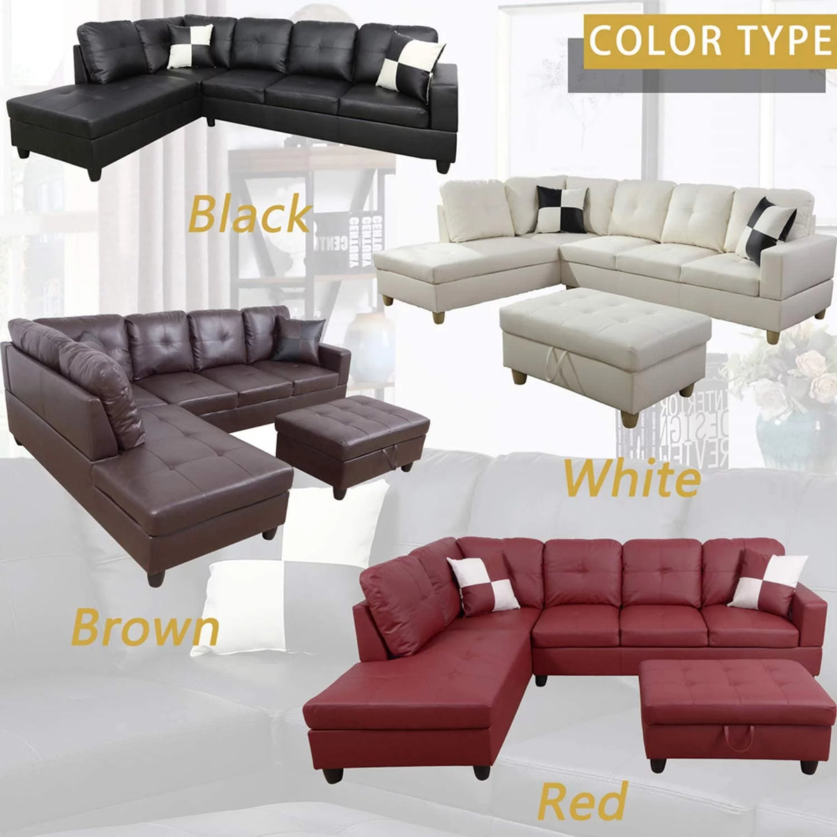 106.5'' Sectional Sofa with Storage Ottoman B6983