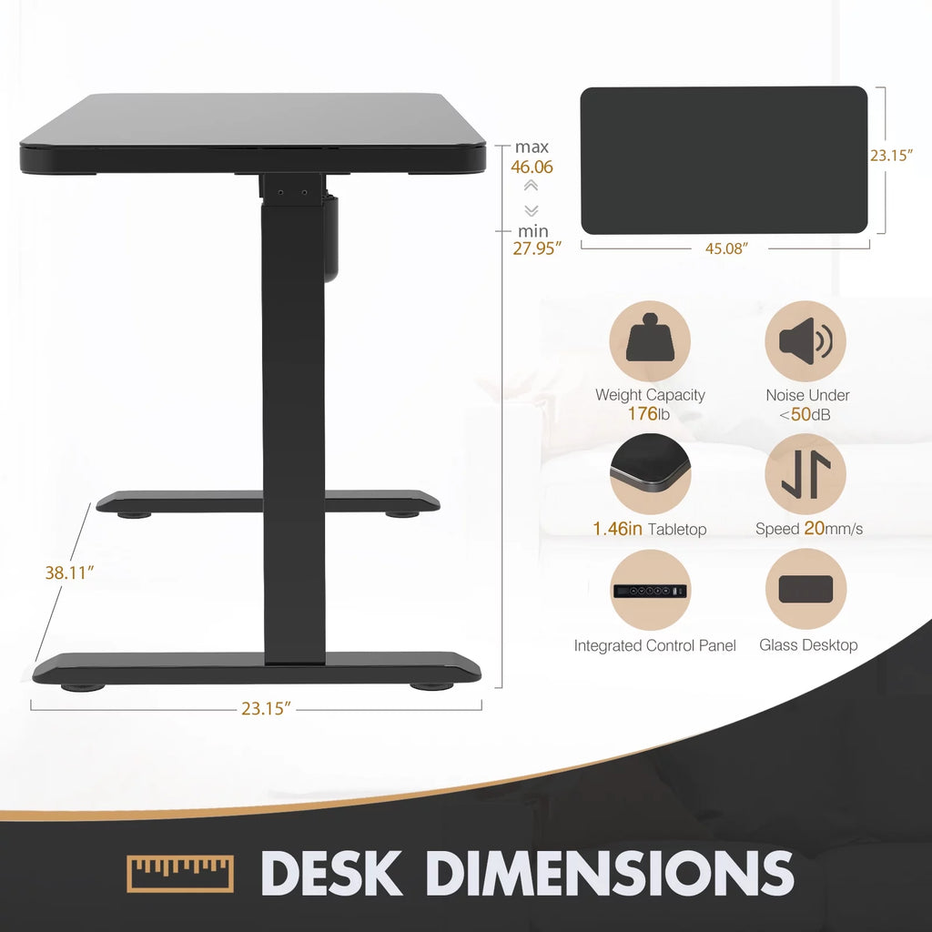 45 Inch Adjustable Height Standing Desk with Drawers T870503
