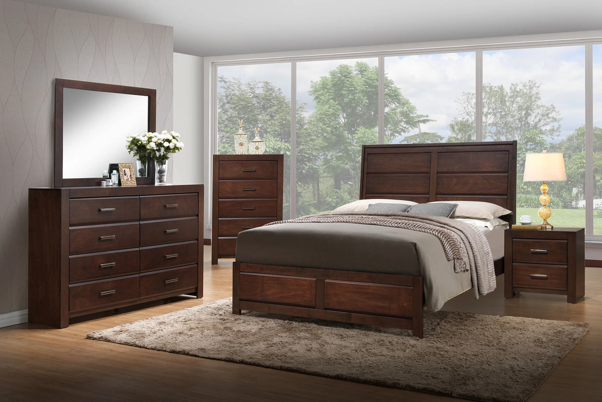 Walnut Eastern King Size Bed Panel Bedframe G82257