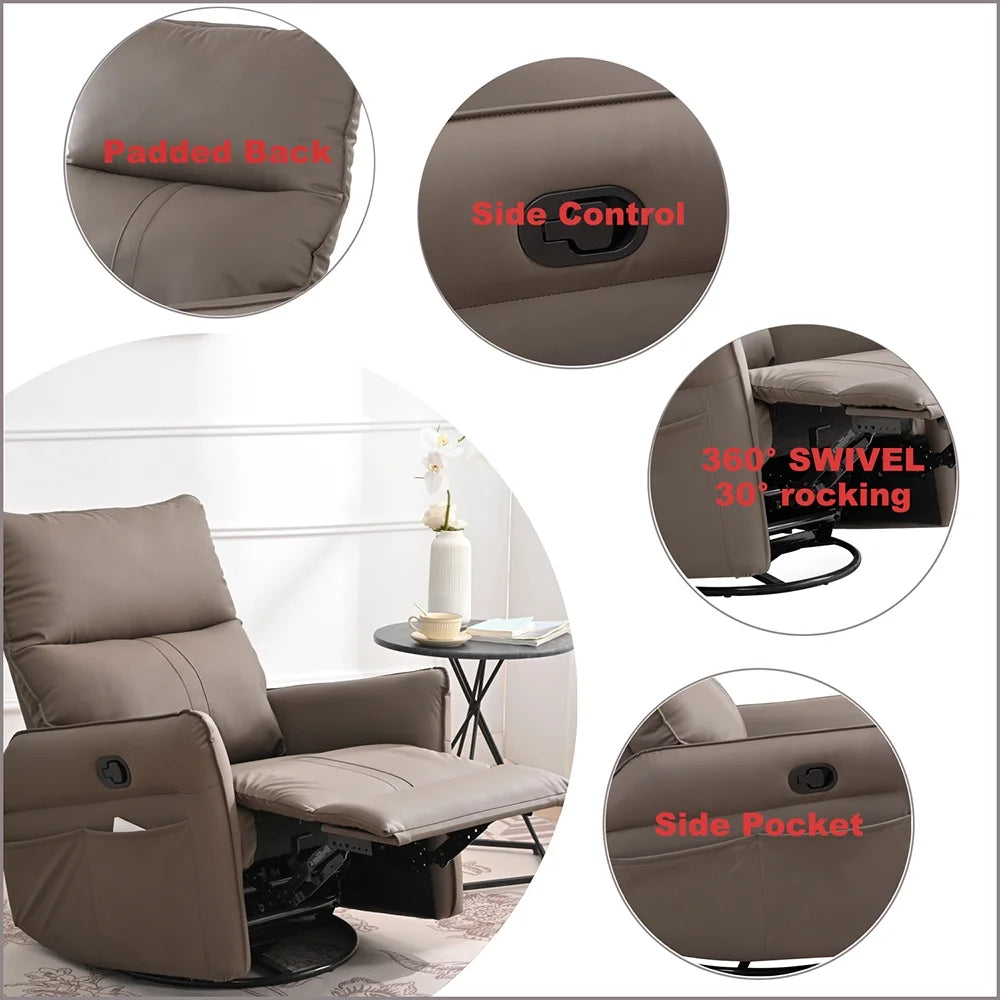 High Back 360 Degree Swivel Rocking Chair with Side Pocket K69472