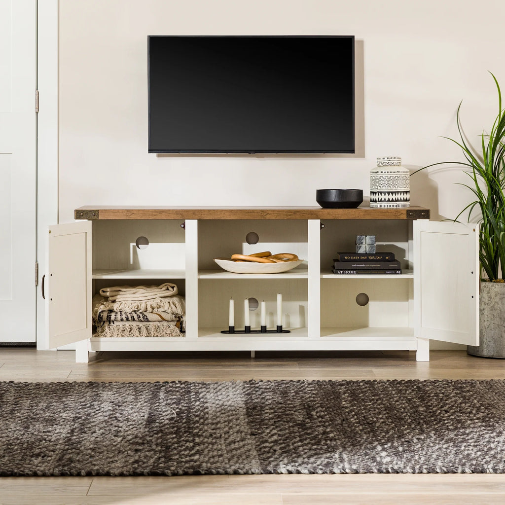 White Barn Door TV Stand C6185