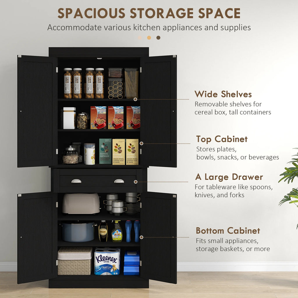 72" Kitchen Pantry Cabinet with 2 Cupboards and Drawer Z446