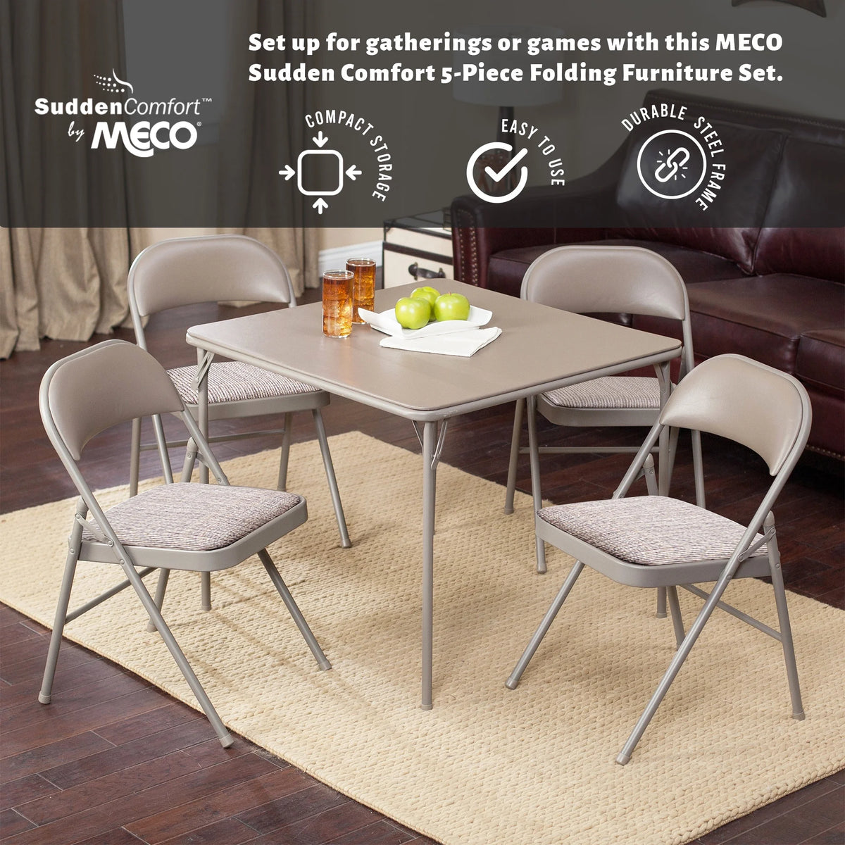 5 Piece Folding Card Table and Chairs Set Y834464