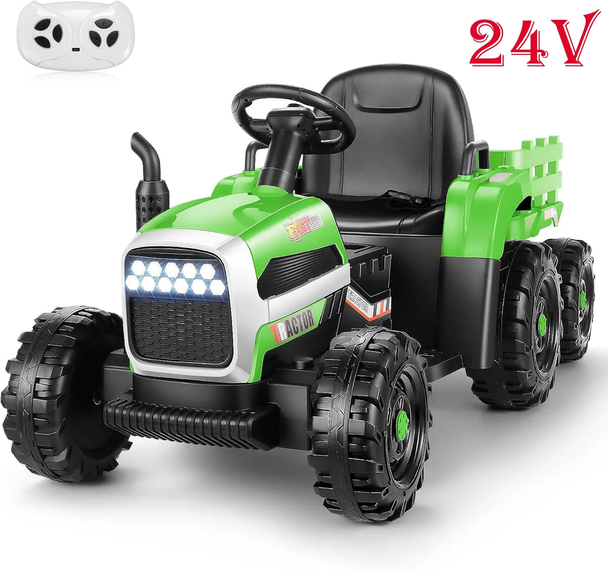 24V Kids Ride On Tractor with Trailer & Remote T23521