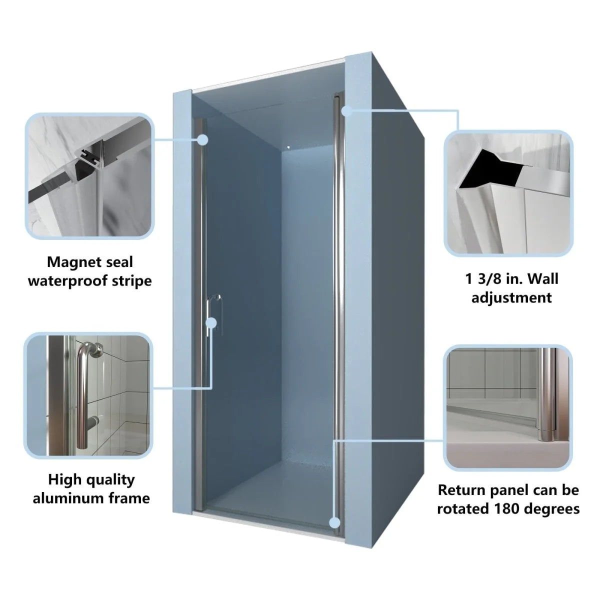 24-25.5 W x 72 H Clear Glass Hinged Shower Door Z372