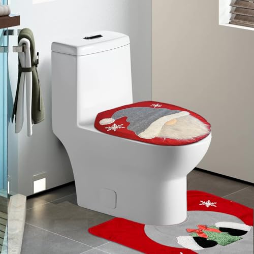 Christmas Toilet Seat Cover and Rug Set 2PCS Non-Slip W132