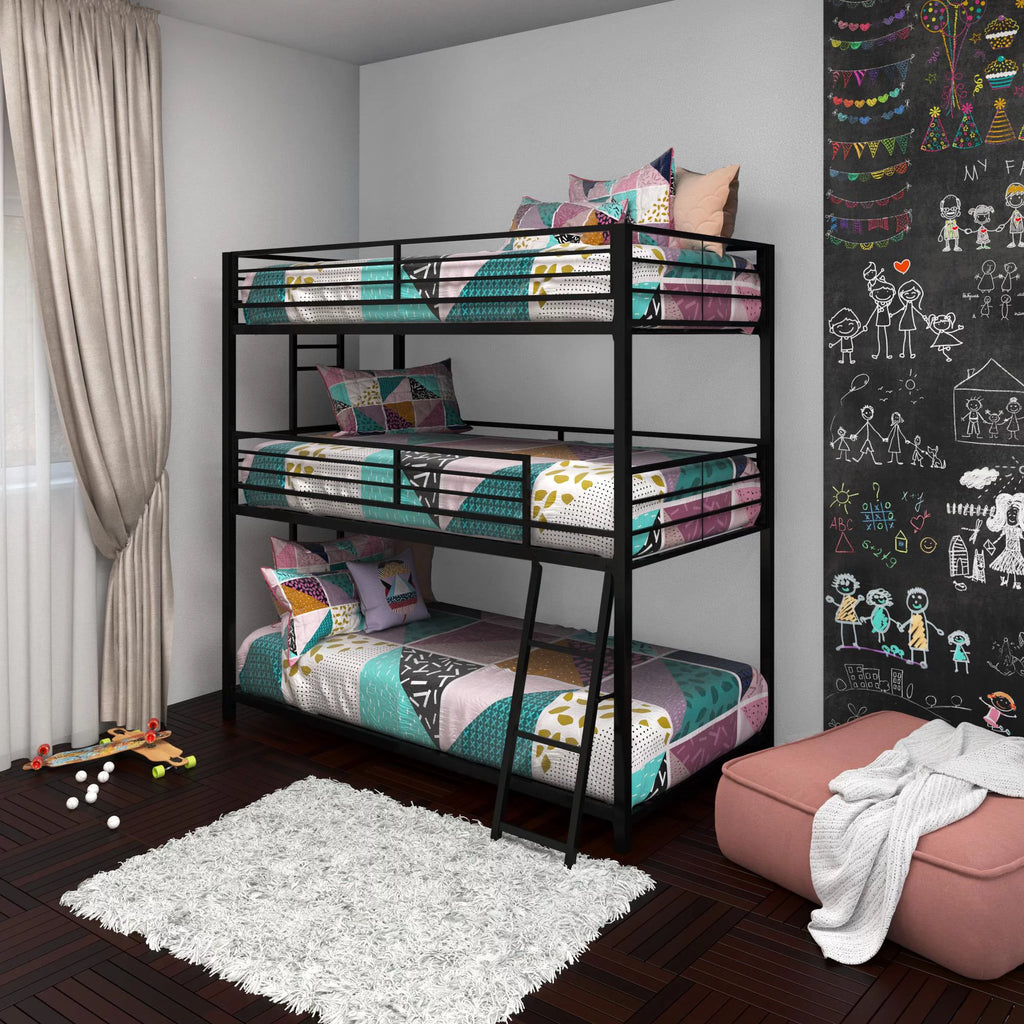 Black Triple Twin Metal Bunk Bed G8517