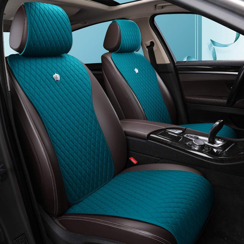 Black Leather Car Seat Cover 9PCS Universal N707