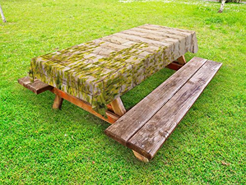 Green White Brick Wall Outdoor Tablecloth P413326