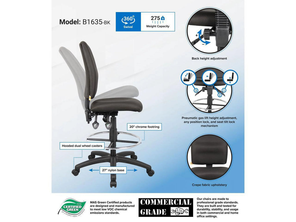 Black Multi Function Task Chair D742