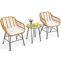 3 Pieces Outdoor Wicker Bistro Set with Cushions Q3074