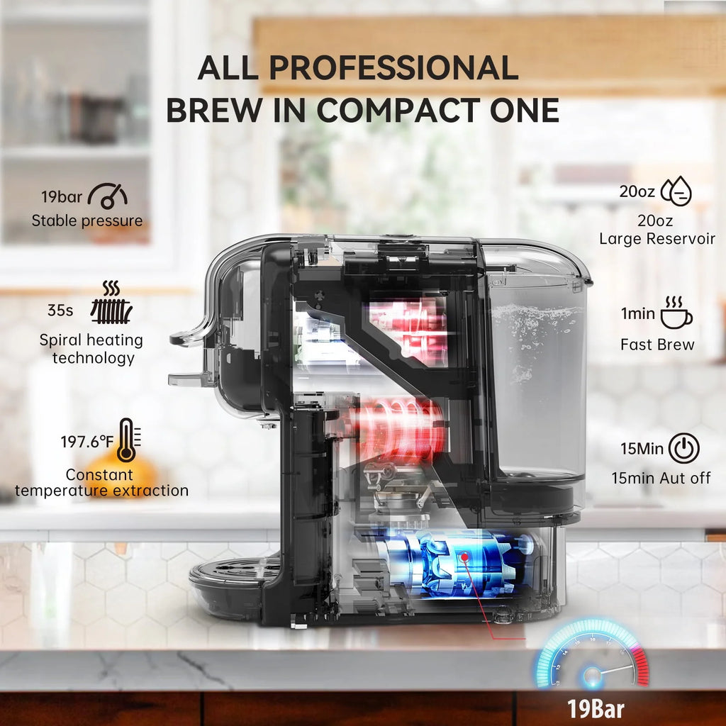 Capsule Coffee Machine 19Bar 5 in 1 C415