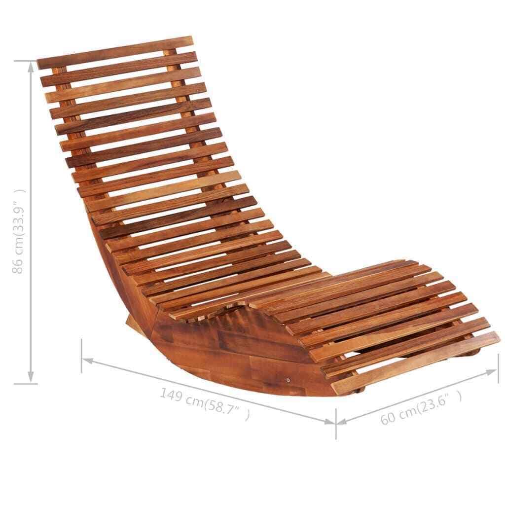 2 Pcs Acacia Wood Rocking Sun Loungers J189