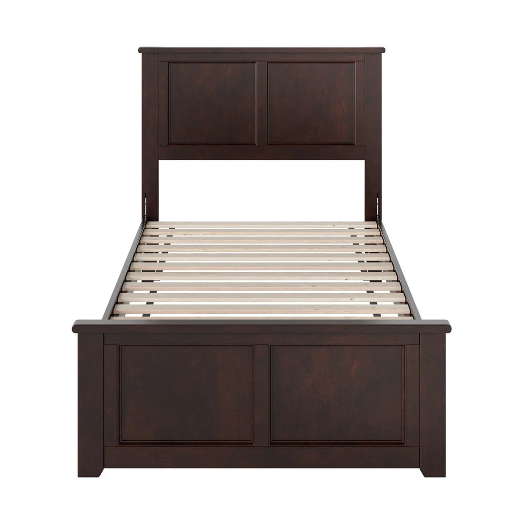 Twin Solid Wood Low Profile Platform Bed with Footboard, Espresso U80014
