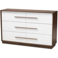 White Walnut 6-Drawer Wood Dresser I372