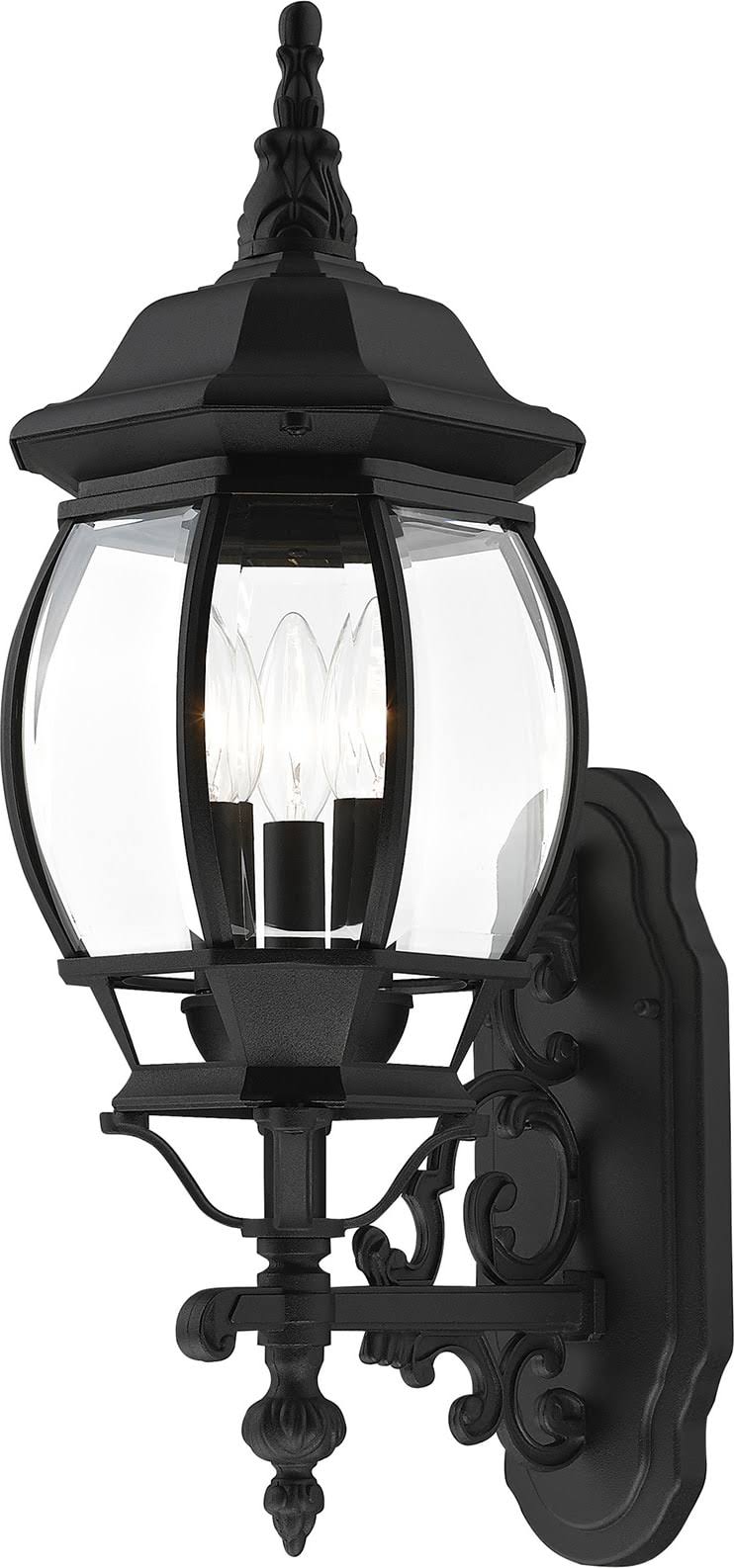 3 Light Textured Black Outdoor Wall Lantern J5300