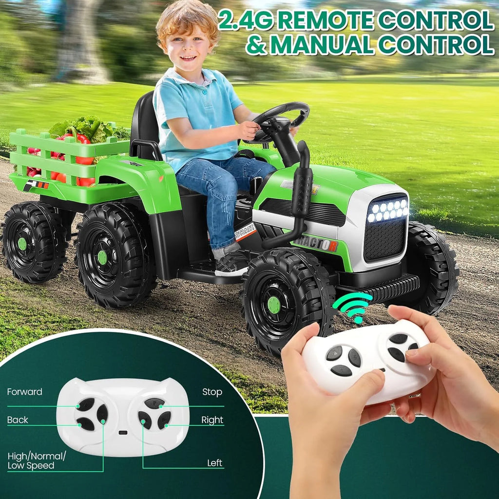 24V Kids Ride On Tractor with Trailer & Remote T23521