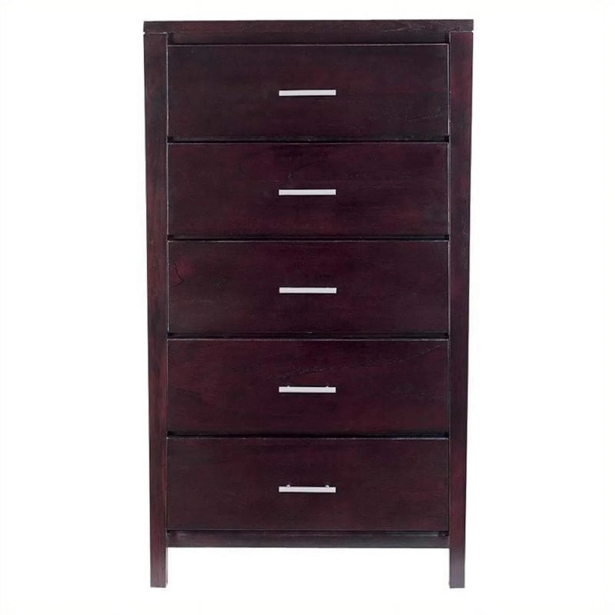 Contemporary 5-Drawer Solid Wood Chest in Dark Espresso T19600