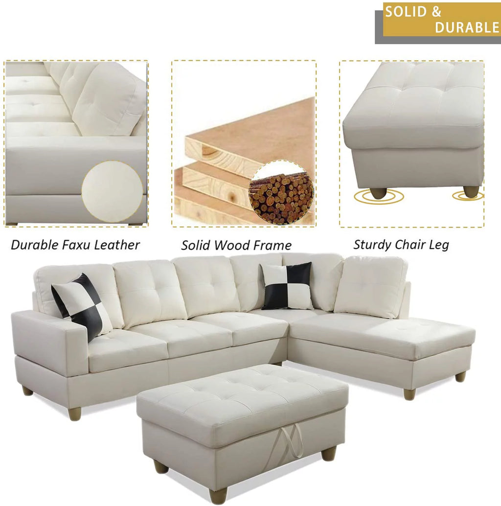106.5'' Sectional Sofa with Storage Ottoman B6983