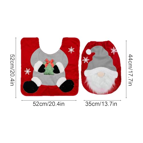 Christmas Toilet Seat Cover and Rug Set 2PCS Non-Slip W132