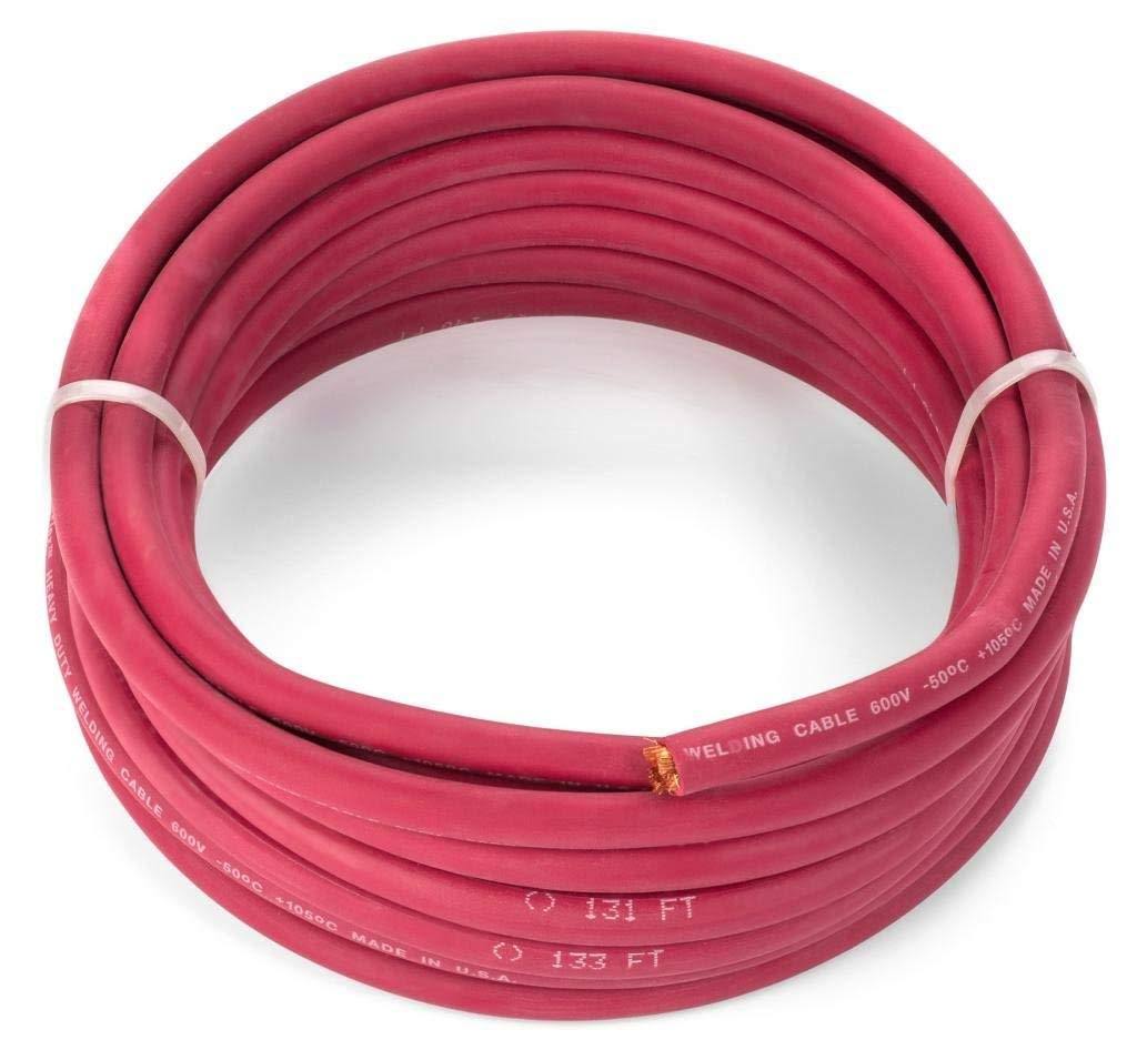 1/0 Gauge Welding Cable 600 Volt Red 20 Feet Z910