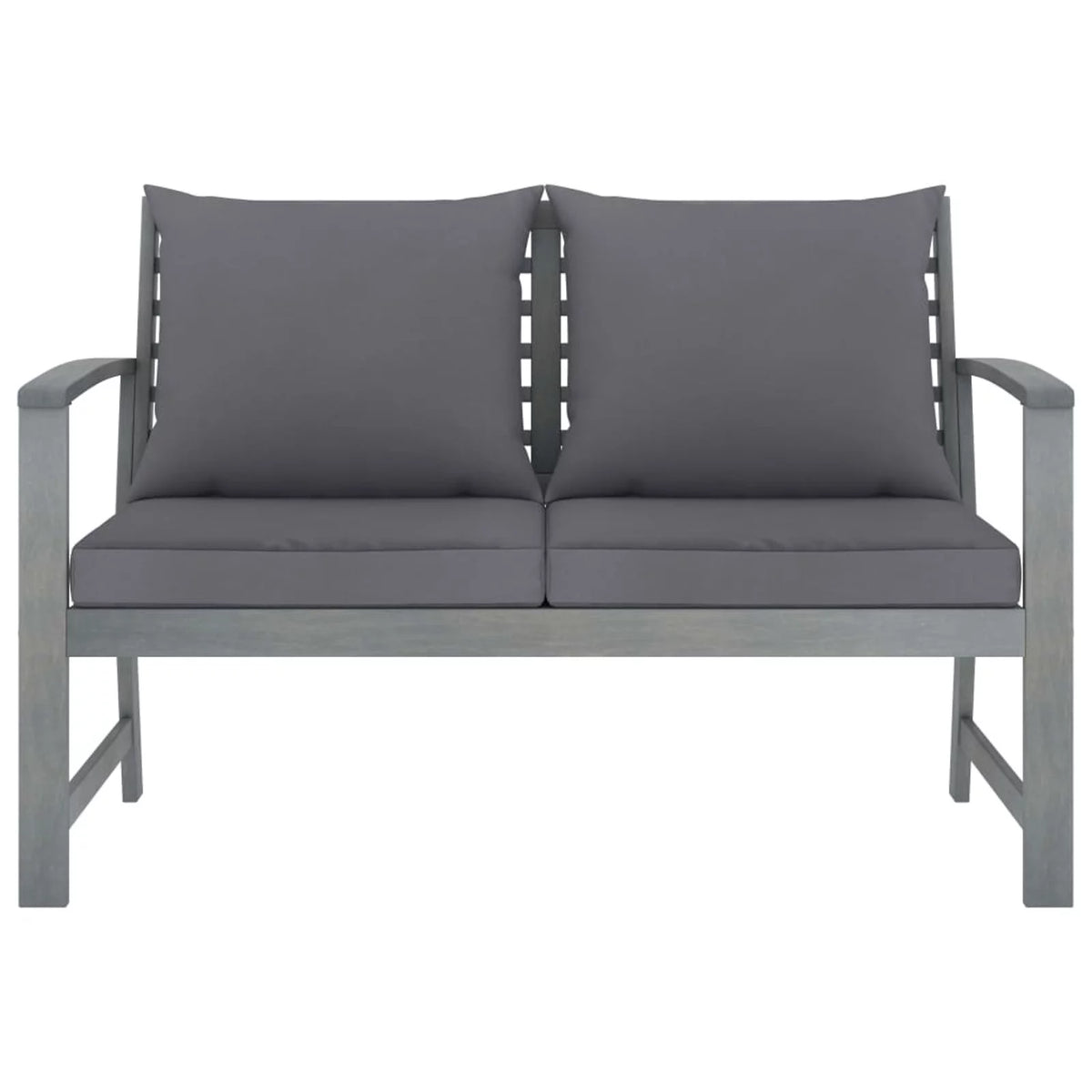 Dark Gray Cushion Solid Acacia Wood Patio Bench K59998