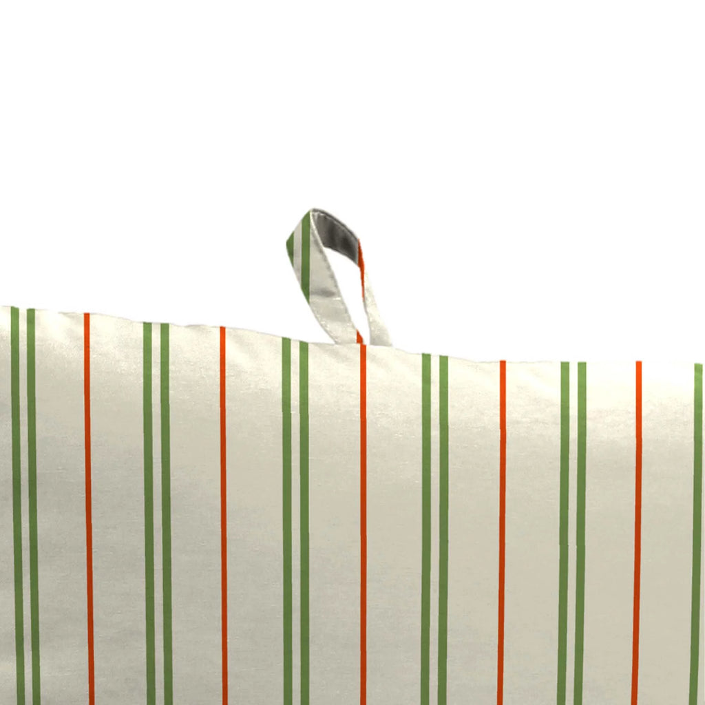 Grey Stripe Rectangular Outdoor Chair Cushion with Ties C163451