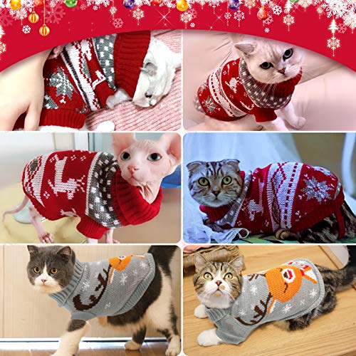 Cat & Dog Christmas Sweater 2 Pack X-Small Red Grey N7141