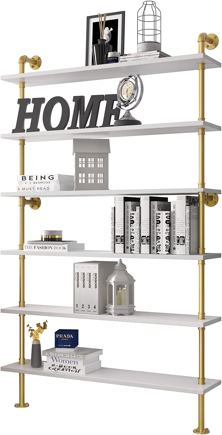 6-Shelf Modern Ladder Bookcase with Metal Frame G610487
