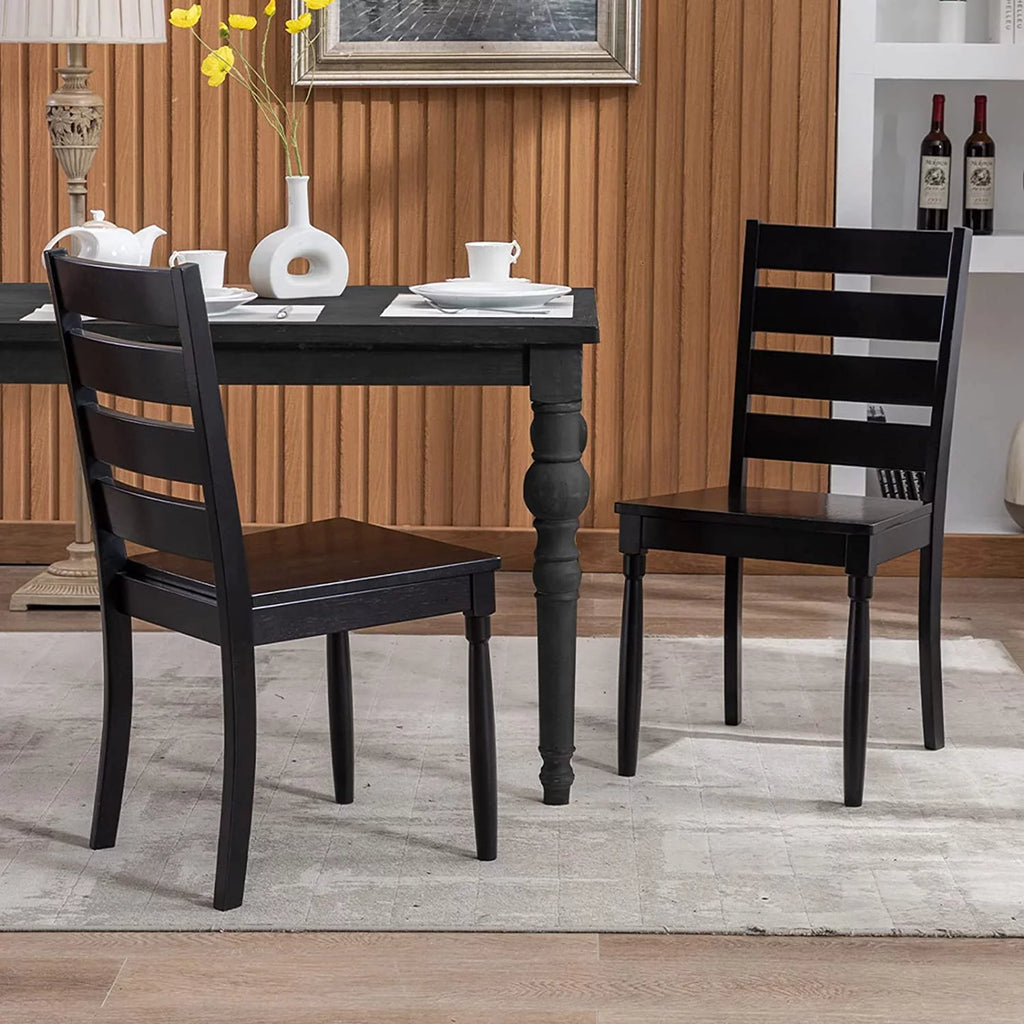 Black Wood Dining Chairs Set of 2 L37194