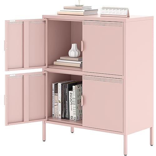 Black 2 Door Metal Storage Cabinet with Adjustable Shelf S267