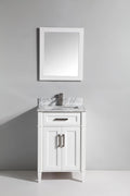 24 in. Single Sink Vanity in Carrara Marble & Mirror - White P9344