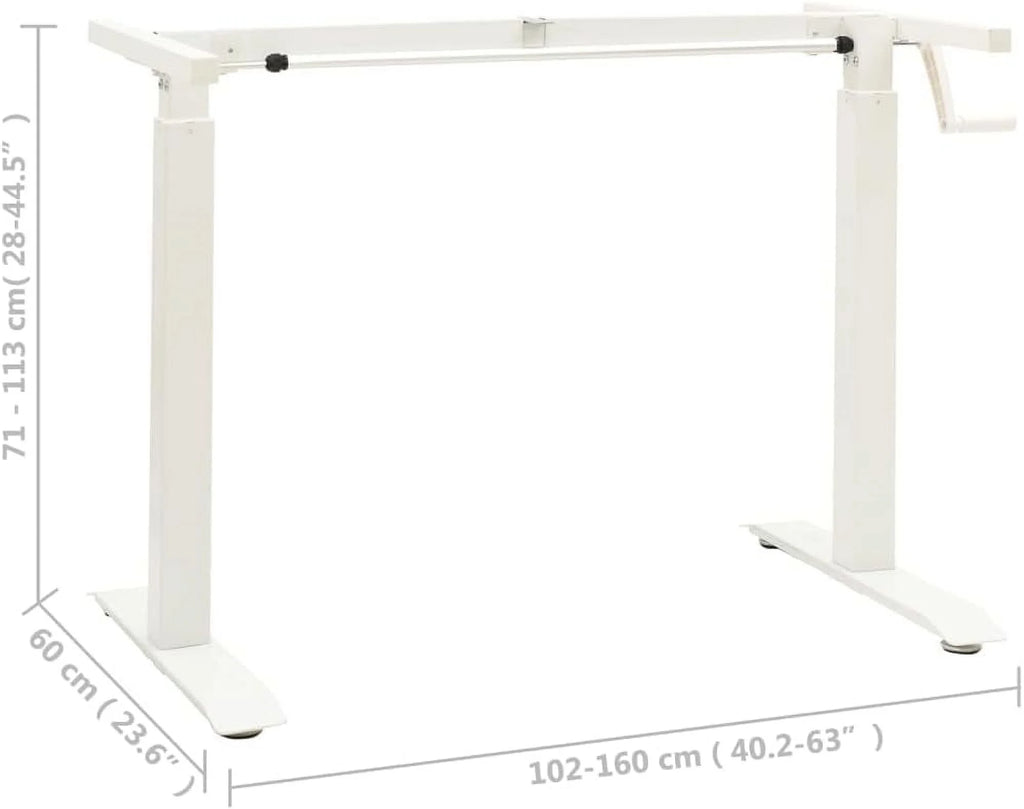 White Adjustable Standing Desk Frame with Crank System L3075