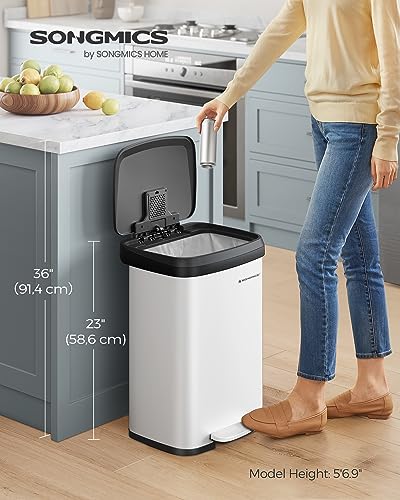 Stainless Steel Kitchen Trash Can with Step-on Pedal P4813