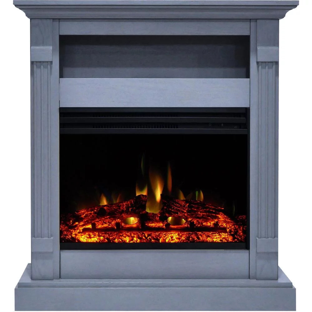 34-In. Electric Fireplace Heater with Slate Blue Mantel and Remote Control O6275
