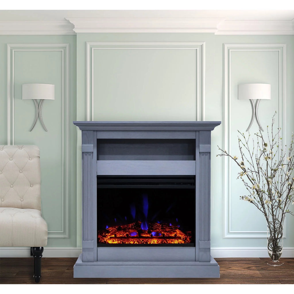 34-In. Electric Fireplace Heater with Slate Blue Mantel and Remote Control O6275