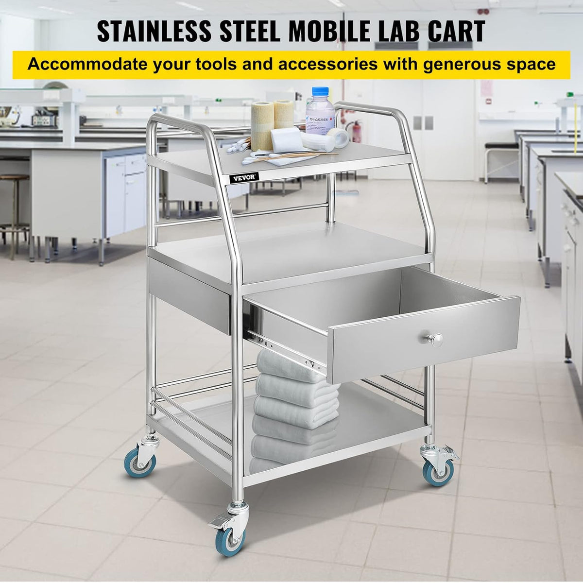 Stainless Steel Utility Cart with Wheels P502