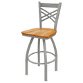 Swivel Counter Stool with Anodized Nickel Finish and Medium Oak Seat K531