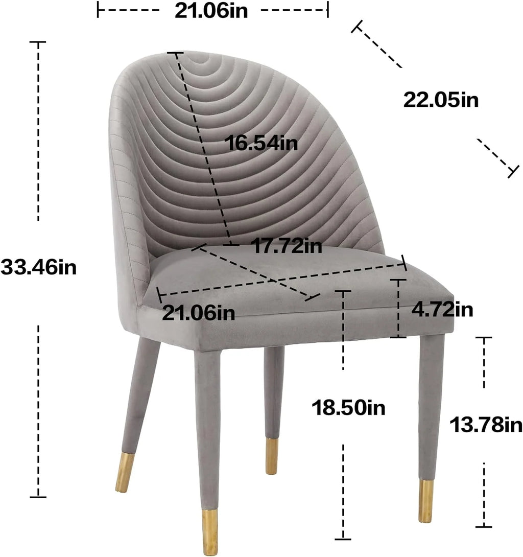 Velvet Upholstered Dining Chairs Set of 2 with Gold Legs Q67768