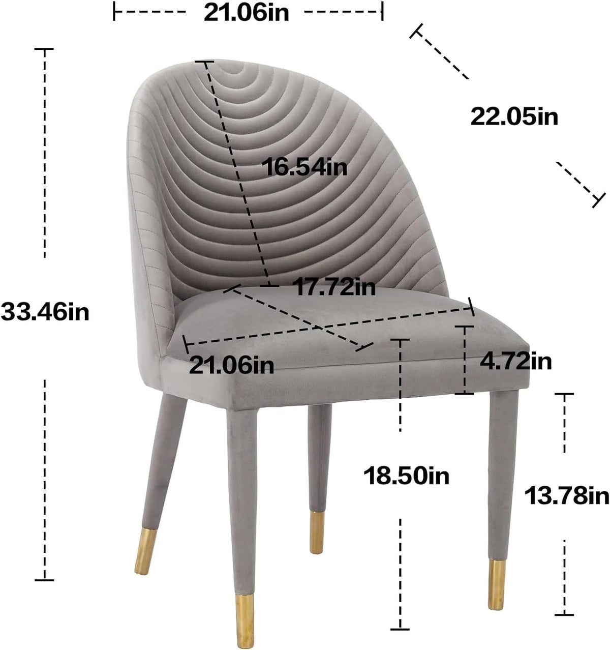 Velvet Upholstered Dining Chairs Set of 2 with Gold Legs Q67768